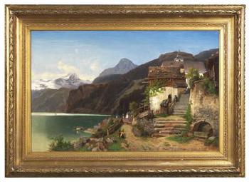 A view of Lake Hallstatt by 
																			Johann Gottfried Pulian